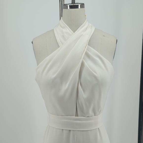 NWOT BCBGMAXAZRIA Halter Wide Leg Jumpsuit White Size 4 evening formal wedding - Picture 3 of 8